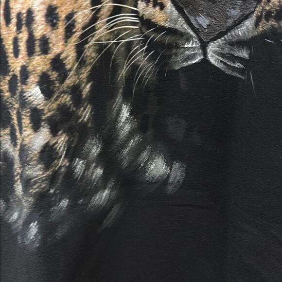 NWT Etro Black Short Sleeve Tee with Leopard hand painting Size XL - Picture 5 of 7